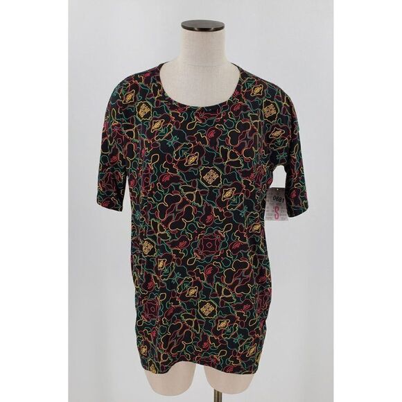 LuLaRoe Tops - LuLaRoe Irma Tunic Top Black Bright Colors Fun Size Small New With Tag